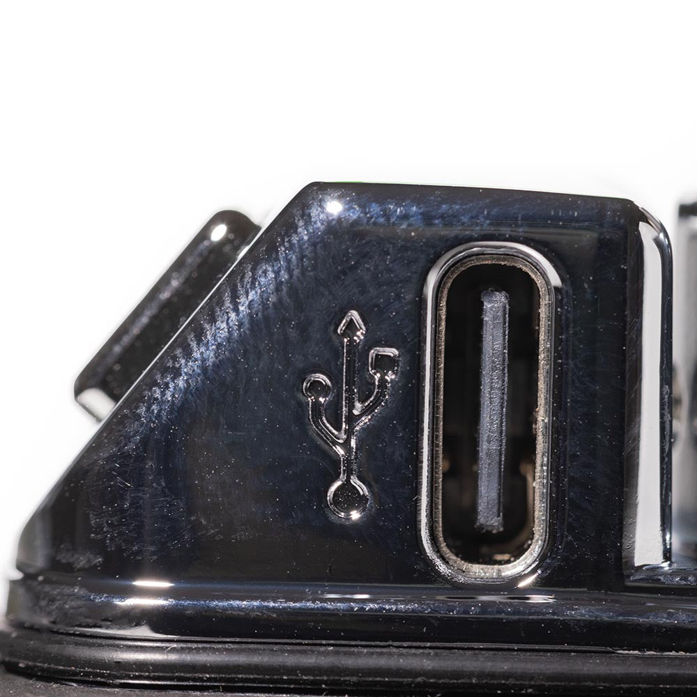 instafire pocket plasma lighter with flashlight on white background closeup of the charger