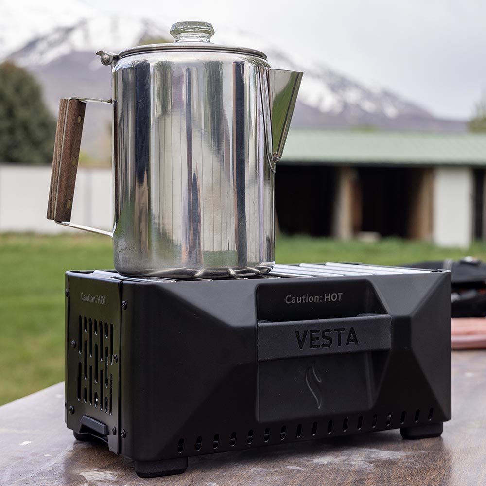 VESTA Self-Powered Indoor Space Heater & Stove by InstaFire + Canned Heat & Cooking Fuel (3-Pack)