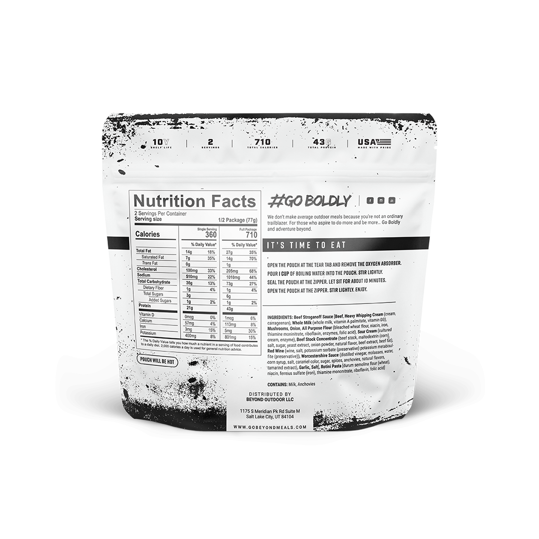 Beef Stroganoff Pouch by Beyond Outdoor Meals (2 servings, 710 calories)