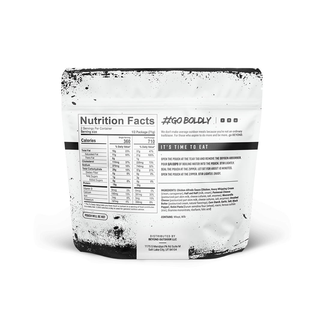 Chicken Alfredo Pouch by Beyond Outdoor Meals (2 servings, 710 calories)
