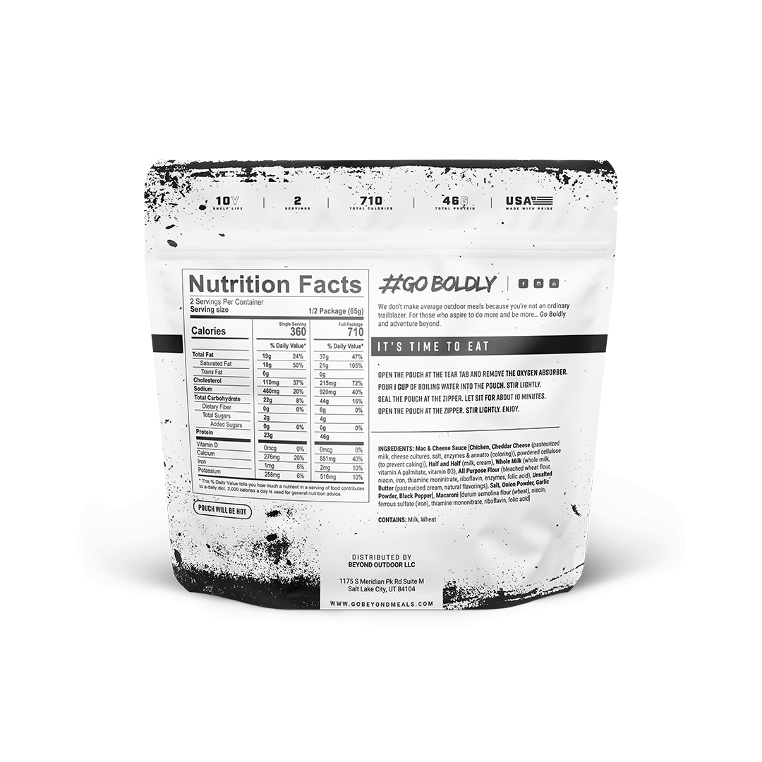 Chicken Mac and Cheese by Beyond Outdoor Meals (2 servings, 710 calories)