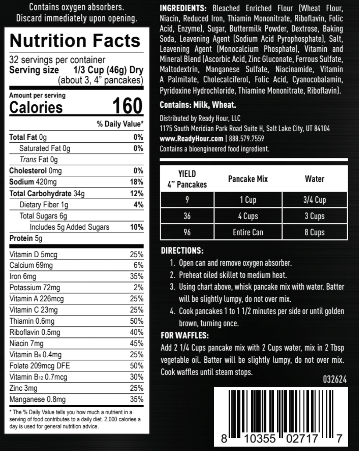 Ready Hour Buttermilk Pancake Mix #10 Can (32 servings)