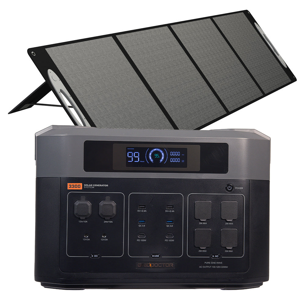 Grid Doctor 3300 Solar Generator System (200W Solar Panel Included FREE)