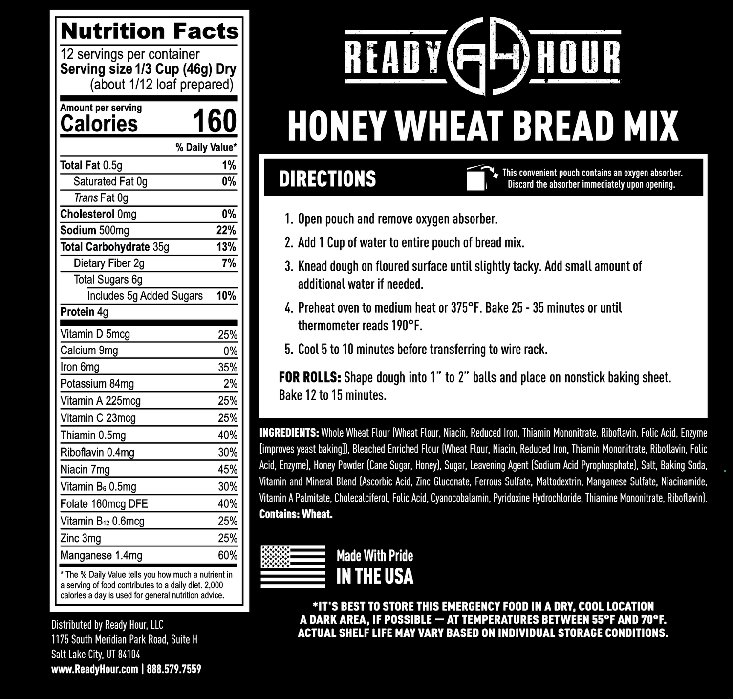Ready Hour Honey Wheat Bread Mix Case Pack (48 servings, 4 pk.)