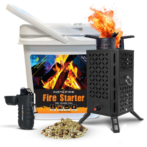 Biomass Stove Plus FREE Fire Starter & Fuel by InstaFire (2-Gallon Bucket)