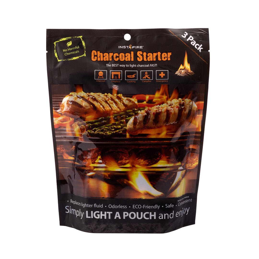 3Pack Charcoal Starter in Burnable Pouch by InstaFire Camping Survival