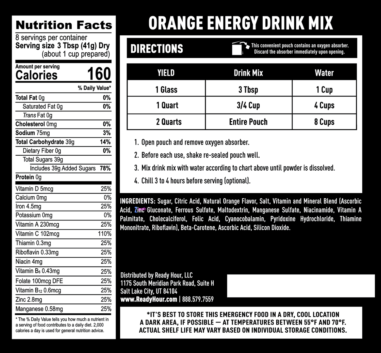 Orange Energy Drink Mix Single Pouch (8 servings)