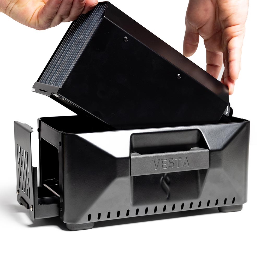 VESTA Self-Powered Indoor Space Heater & Stove by InstaFire + Canned Heat & Cooking Fuel (3-Pack)