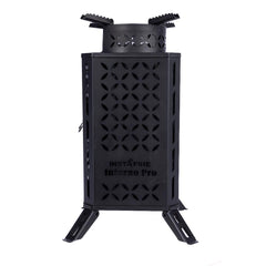 InstaFire Inferno Pro stove with extended legs, front view