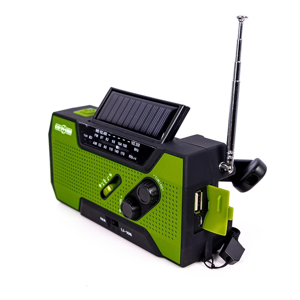 4-in-1 Emergency Solar Flashlight & AM/FM/Weather Radio w/ Hand Crank by Ready Hour