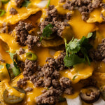 Close up image of Freeze-Dried Beef Crumbles in nachos