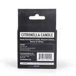 back view of citronella candle by ready hour packaging 
