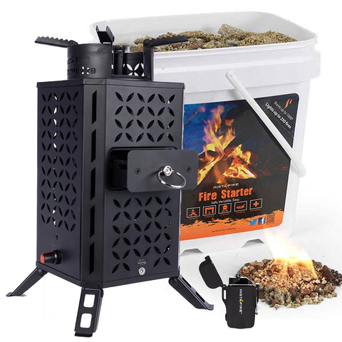 Biomass Stove Plus FREE Fire Starter & Fuel by InstaFire (2-Gallon Bucket)