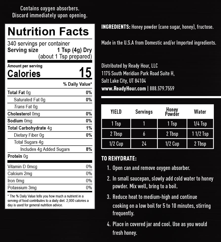 Ready Hour Honey Powder #10 Can (340 servings)