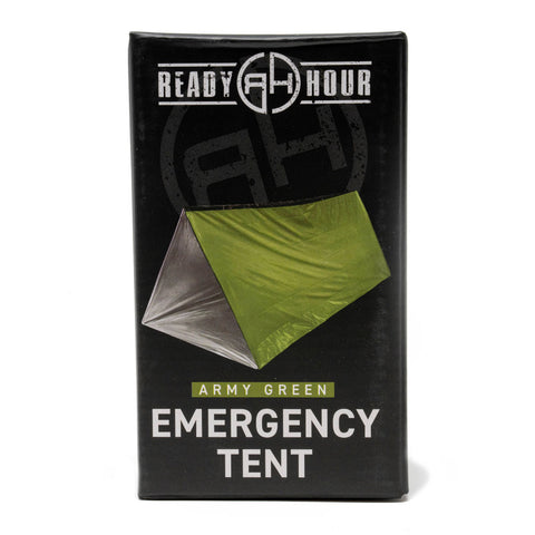Army Green Nylon Emergency Tent with Survival Whistle by Ready Hour