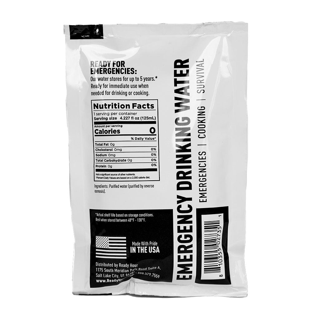 Emergency Water Pouch Case Pack (64 pouches) by Ready Hour Camping